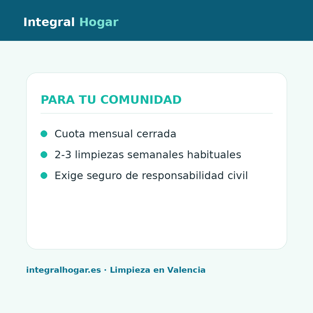 Limpieza de comunidades de vecinos en Valencia: guía y precios