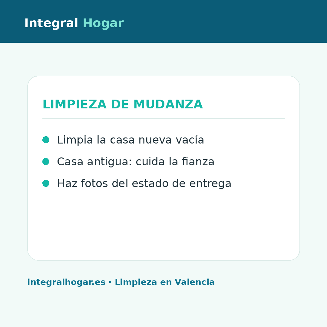 Limpieza tras una mudanza en Valencia: guía para empezar de cero